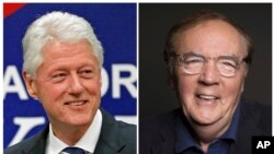 In this combination photo, former President Bill Clinton, left, appears at a political event at Upper Moreland High School in Willow Grove, Pa. on April 12, 2012, and author James Patterson appears at a photo session in New York on Aug. 30, 2016. 