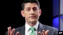 House Speaker Paul Ryan of Wisconsin, answers questions during an interview at the Associated Press bureau in Washington, Sept. 13, 2017. 