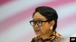 Menteri Luar Negeri Retno Marsudi saat menghadiri pertemuan Menteri Luari Negeri ASEAN ke-51 di Singapura, 2 Agustus 2018.