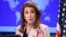 Juru bicara Departemen Luar Negeri AS Tammy Bruce memberikan keterangan kepada media di kantor Deplu AS di Washington, DC. 