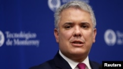 Le président colombien Ivan Duque lors d'une conférence de presse au l'Institut technologique de Monterrey au Mexique, le 10 mars 2020. (REUTERS/Luisa Gonzalez)