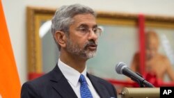 FILE - India's Foreign Secretary Subrahmanyam Jaishankar speaks during an event at United Nations headquarters in New York, Oct. 2, 2015. Jaishankar held talks with Myanmar leaders Wednesday to support development in Rakhine state.