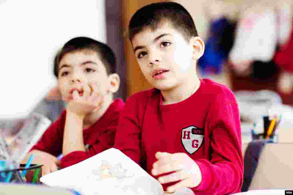 At Stepanakert's Griboedova Middle School No. 3 boys know that obligatory military service faces them at age 18. (U. Filimonova/VOA)