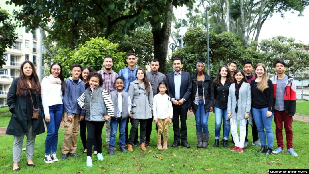 The group of plaintiffs aged 7 to 26 who filed a climate change lawsuit against the Colombian government, Jan. 29, 2018. 