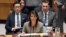 លោក​ស្រី Nikki Haley ឯក​អគ្គរដ្ឋទូត​សហរដ្ឋ​អាមេរិក​ប្រចាំ​អង្គការ​សហប្រជាជាតិ ថ្លែង​ក្នុង​កិច្ច​ប្រជុំ​ក្រុមប្រឹក្សា​សន្តិសុខ​អំពី​ស្ថានការណ៍​នៅ​ប្រទេស​កូរ៉េ​ខាង​ជើង នៅ​អង្គការ​សហ​ប្រជាជាតិ កាល​ពី​ថ្ងៃទី​២៩ ខែ​វិច្ឆិកា។