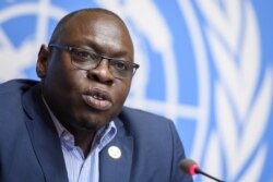 World Health Organization Assistant Director-General Ibrahima Soce-Fall speaks at a press conference on the WHO Ebola operations in the Democratic Republic of Congo, March 6, 2020, in Geneva, Switzerland.