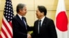 U.S. Secretary of State Antony Blinken shakes hands with Japanese Chief Cabinet Secretary Yoshimasa Hayashi at Prime Minister Shigeru Ishiba's official residence in Tokyo, Jan. 7, 2025.