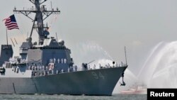 USS Nitze, kapal penghancur rudal, di pelabuhan New York. (Foto: Dok)