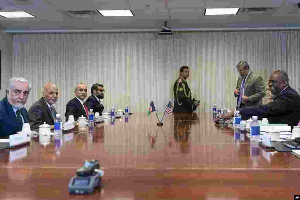 رییس جمهور غنی و هیات همراهش پیش از چاشت روز جمعه با وزیر دفاع امریکا در پنتاگون ملاقات کرد