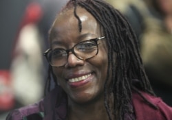 FILE - Zimbabwean author Tsitsi Dangarembga is pictured on the Frankfurt book fair in Frankfurt am Main, western Germany, on October 12, 2018.