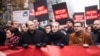 Yulia Navalnaya, center, with Russian opposition politician Vladimir Kara-Murza, center left, and Ilya Yashin, center right, lead a demonstration under the slogan "Stop Putin! Stop the War! Freedom for Political Prisoners!" in Berlin, Germany, Nov. 17, 2024. 