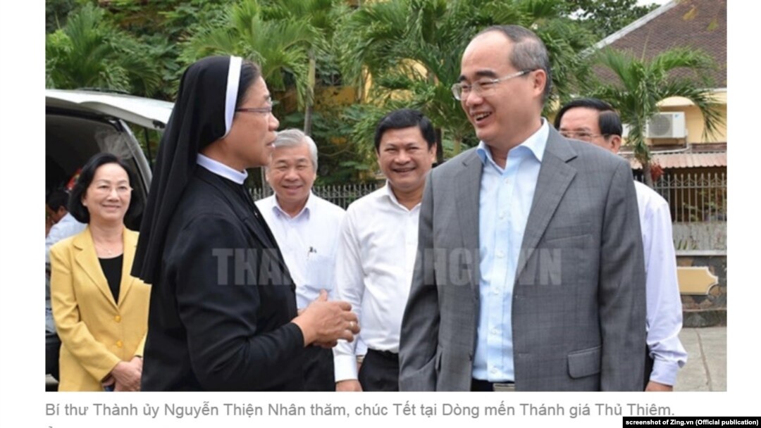 Bí thư Tp.HCM Nguyễn Thiện Nhân thăm một tu viện ở Thủ Thiêm, 2/2/2019.