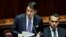 Italian Prime Minister Giuseppe Conte presents his government's programme as 5-Star Movement leader Luigi di Maio sits next to him, ahead of confidence vote at the Parliament in Rome, Italy, Sept. 9, 2019. 