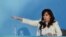 ARCHIVO - La exvicepresidenta argentina Cristina Fernández de Kirchner habla durante la ceremonia de inauguración del Estadio Néstor Kirchner, en Quilmes, Buenos Aires, Argentina, el 27 de abril de 2024. 