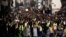 Protesters take part in a demonstration of the "yellow vest" movement in Paris, Feb. 16, 2019.