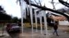 Cold temperatures and a lawn sprinkler create icicle on a tree in Richardson, Texas on Jan. 8, 2025, ahead of a winter storm expected to hit the North Texas region on Jan. 9.