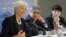 International Monetary Fund managing director Christine Lagarde (L) speaks at a news conference at the Treasury in London, May 22, 2012. 