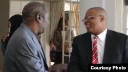 Tsvangirai and Welshman Ncube soon after signing Memorandum of Understanding. (Picture: MDC-T)