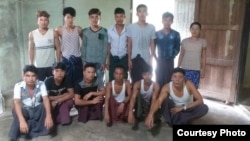 Myanmar nationals who were rescued by Thai military in Sungai Kolok, a town in Narathiwat province, near the border with Malaysia on May 13, 2020, after the group had been abandoned by a labor agent taking them to Malaysia. (Courtesy photo)