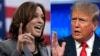 La vice-présidente démocrate Kamala Harris, le 26 mars 2024, à Raleigh, en Caroline du Nord ; et l'ancien président républicain Donald Trump, le 27 juin 2024, à Atlanta, en Géorgie. (Combinaison d'images d'archives, créée le 3 août 2024).