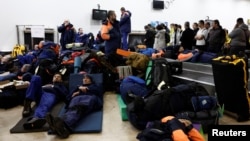 Members of the Russian Emergency Situations Ministry arrive at the Adana Sakirpasa Airport following the earthquake in Adana, Turkey Feb. 7, 2023.