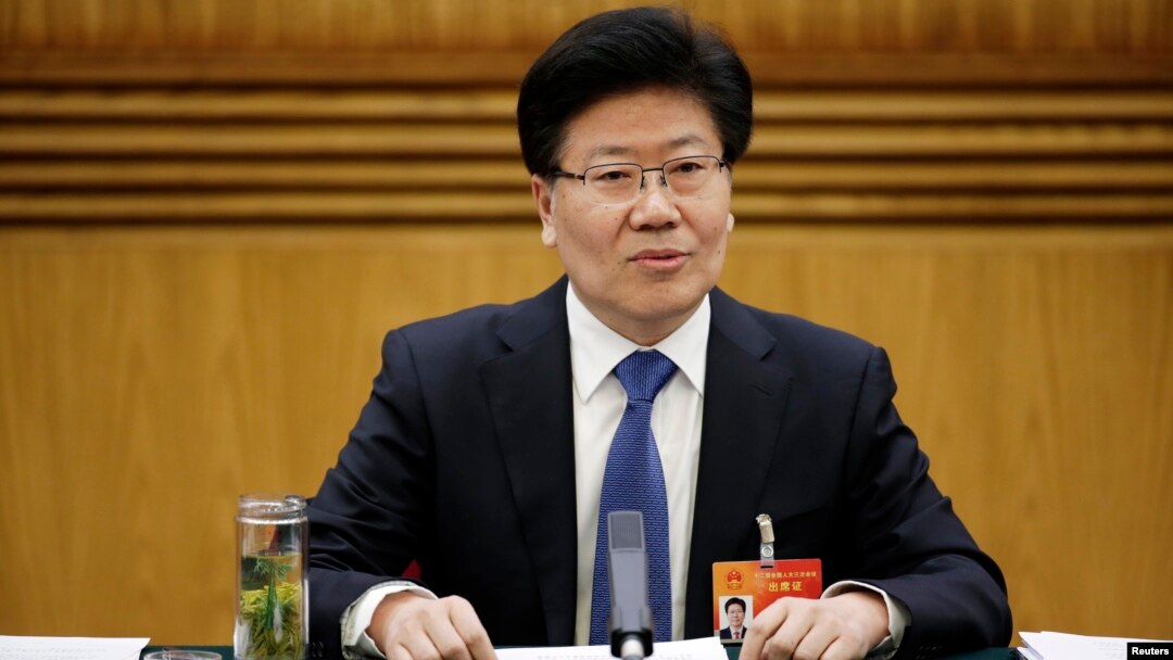 Xinjiang Communist Party Secretary Zhang Chunxian answers a question during the Xinjiang delegation's group meeting at the annual session of the National People's Congress (NPC), the country's parliament, in Beijing, March 10, 2015. 