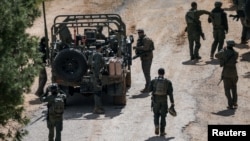 이스라엘 군인들이 이스라엘과 레바논 국경의 이스라엘 측 접경지에 집결하고 있다.