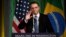 Brazilian President Jair Bolsonaro speaks at the Chamber of Commerce in Washington, March 18, 2019. 