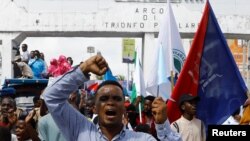 FILE—A Somali man reacts during a march against the Ethiopia-Somaliland port deal along KM4 street in Mogadishu, Somalia January 11, 2024.