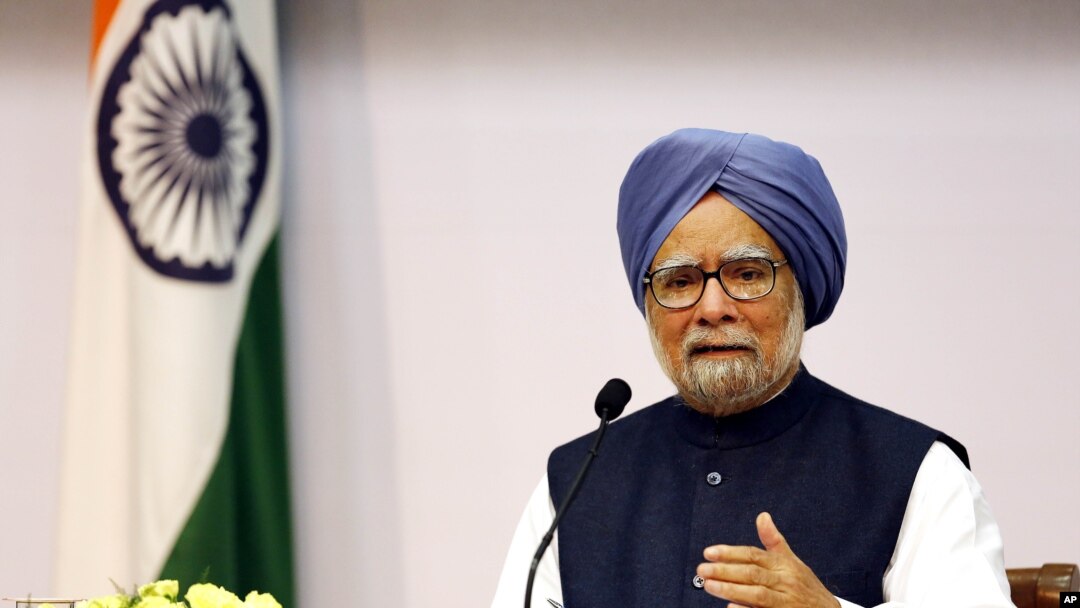 PM India Manmohan Singh menyatakan pengunduran dirinya seusai pemilu tahun ini dalam jumpa pers di New Delhi, India, Jumat 3/1/2014. 