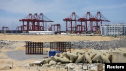 The China-funded "Colombo Port City" project, whose development had been suspended, is seen in Colombo, Oct, 19, 2015.