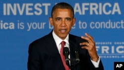 U.S. President Barack Obama addresses business leaders forum, Dar es Salaam, July 1, 2013.