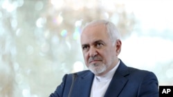El ministro de Asuntos Exteriores iraní, Javad Zarif, en rueda de prensa. Julio 1, 2019.
