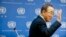 U.N. Secretary-General Ban Ki-moon arrives for his final press conference at U.N. headquarters, Dec. 16, 2016.
