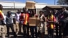 Protesters outside a Harare magistrates court in Harare demanding the release of Linda Masarira.