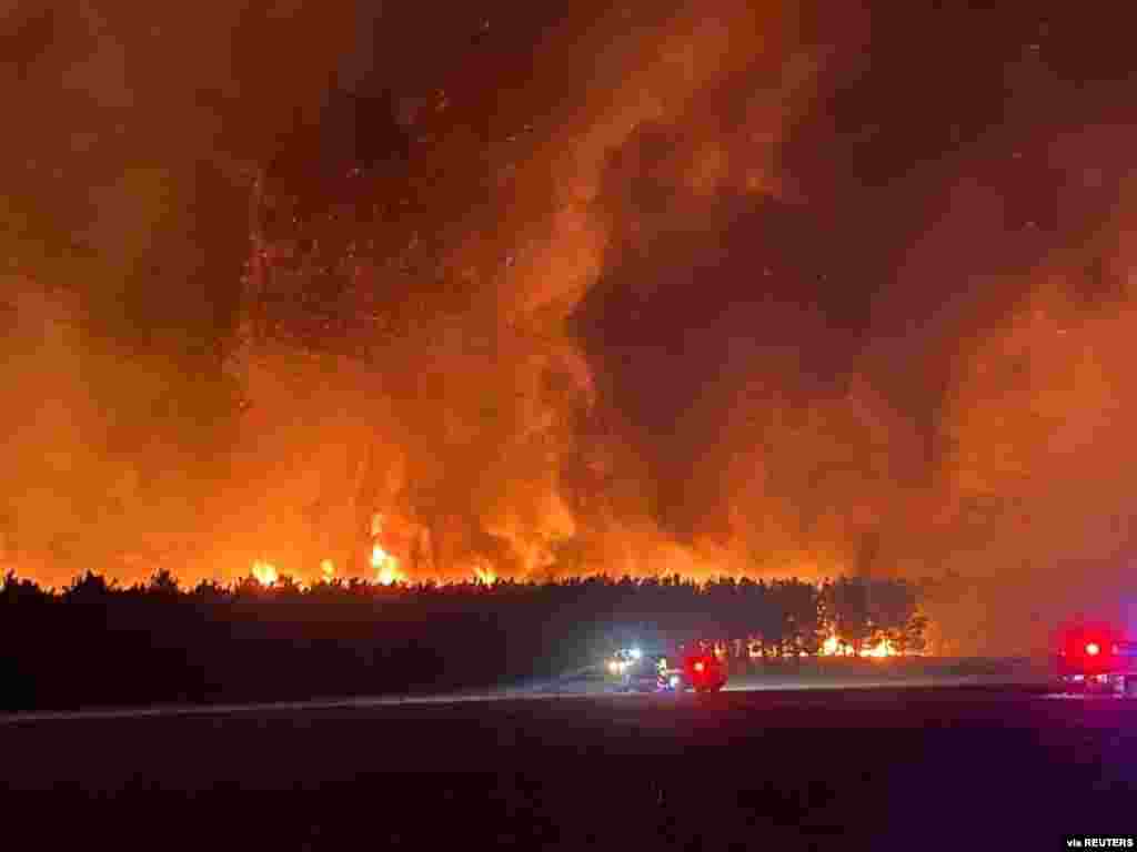Smoke and flames from bushfire are seen in Gingin, Western Australia in this undated handout image. (NIKKI WOODS/DEPARTMENT OF FIRE AND EMERGENCY SERVICES/Handout)