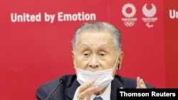 모리 요시로 도쿄 올림픽 조지위원장이 지난 18일 기자회견을 했다.