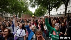 Manifestation contre le parti d'extrême droite français, le Rassemblement national, à Paris