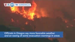 VOA60 Ameerikaa - Favorable weather may reduce the threat of fires threatening communities in Oregon