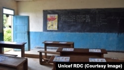 Une salle de classe préparée pour la rentrée scolaire, à Beni, RDC, le 28 août 2018. (Twitter/Unicef RDC)