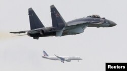 A Sukhoi 35 fighter 