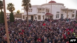 Une manifestation contre la marginalisation économique dans la ville de Jerada, au nord-est, à 60 kilomètres au sud-ouest d'Oujda, Maroc, 20 janvier 2018.