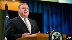 Secretary of State Mike Pompeo, speaks during a news conference at the State Department, Wednesday, July 1, 2020, in Washington. (AP Photo/Manuel Balce Ceneta, Pool)