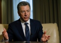 Kurt Volker, former U.S. Special Representative for Ukraine Negotiations, gestures during an interview with Reuters in Kyiv, Oct. 28, 2017.