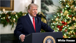 唐纳德·特朗普总统在白宫对全国发表讲话。(2025年12月17日)