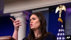 Juru Bicara Gedung Putih, Sarah Huckabee Sanders di Washington DC, 23 April 2018.