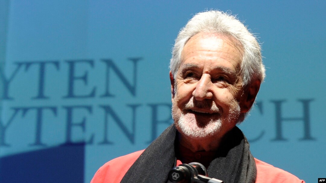 FILE - South African writer and anti-apartheid activist Breyten Breytenbach receives the 2017 Zbigniew Herbert International Literary Award at a ceremony in Warsaw, Poland, May 25, 2017. He died in Paris, his family announced on Nov. 24, 2024.
