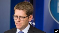 White House press secretary Jay Carney Nov. 7, 2013. (AP Photo/ Evan Vucci)