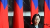 Taiwan President Tsai Ing-wen speaks at a rank conferral ceremony for military officials from the Army, Navy and Air Force, at the Defense Ministry in Taipei, Dec. 28, 2021. 