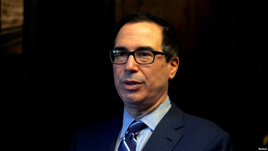 U.S. Treasury Secretary Steven Mnuchin speaks during his interview with Reuters in Jerusalem, Oct. 21, 2018. 